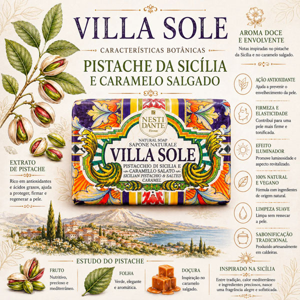 Sabonete em barra Villa Sole Pistache E Caramelo Salgado 250g - Imagem 3
